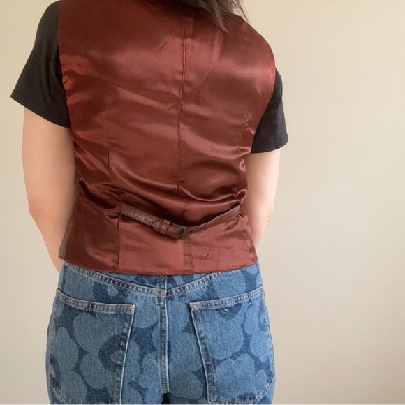 Vintage Berman’s The Leather Experts Brown Leather Vest size 14 - Picture 3 of 15
